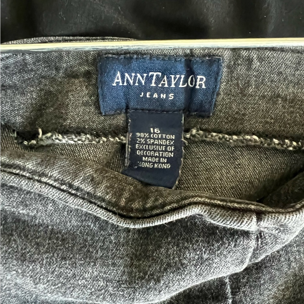 Anne Taylor bell bottom jeans, super high waist black on black embroidered